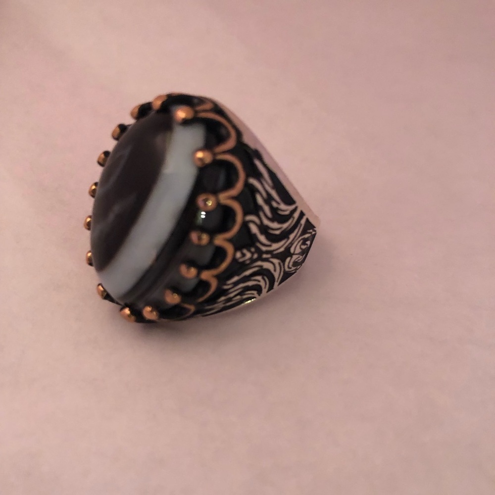 Men`s Agate Ring Silver 925